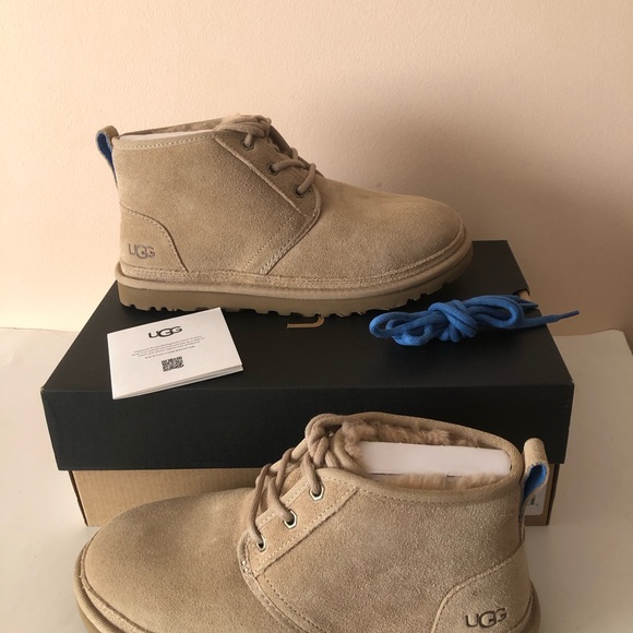 UGG Australia Neumel Chukka suede leather fur Beige Blue Boot. Size: 7, 8, 9 - Picture 7 of 14